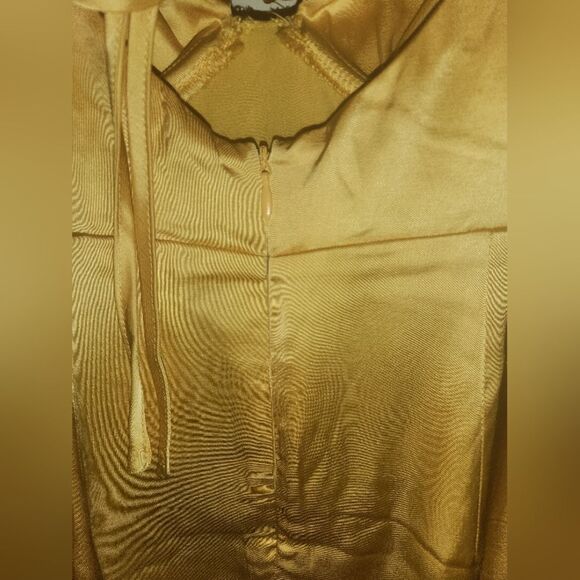 ASTR THE LABEL Marla Mini Dress silky Satin yellow Princess Belle Nwt Sz Small - Picture 8 of 14